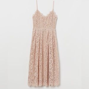 H&M Blush Pink Lace Midi Dress EUC